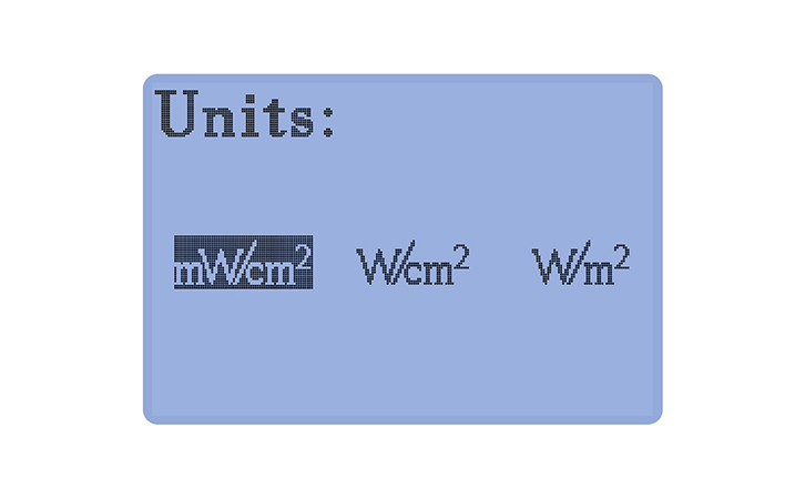 紫外線輻射照度計(jì)UVA LED-X1探頭單位切換 紫外線輻射照度計(jì)UVA LED-X1探頭單位切換
